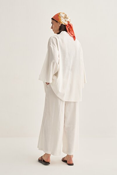 EBU Prive Women's Organic Cotton Oversize Kimono Ecru