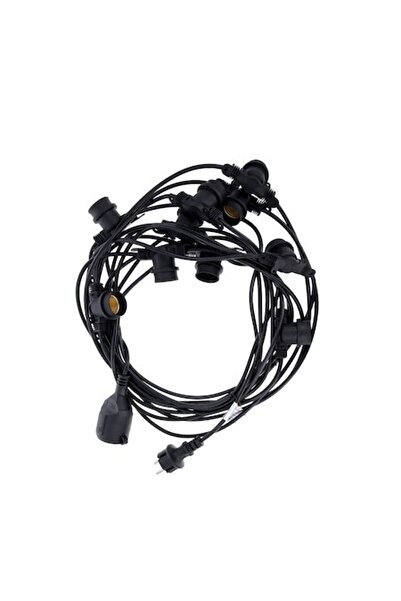 Bibilel Ghirlanda luminoasa 12 m cu 10 becuri albe LED G45 IP65, pentru interior si exterior, Negru