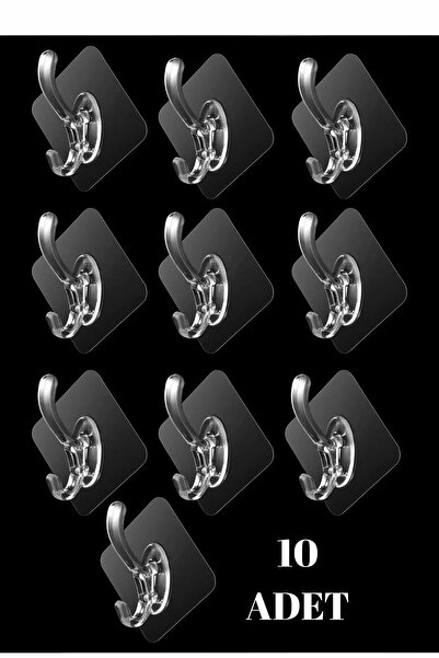 GreenMart 10 Adet Kendinden Yapışkanlı Tekli Banyo, Mutfak, Dolap vb. Askı Ap...