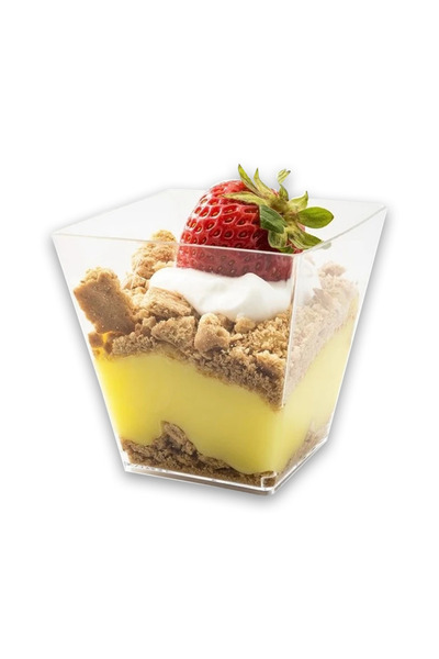 BatıDoğu Kristal Plastik Kapaksız Şeffaf Kubik Kase 200cc- 25 Adet Sunum Kase...