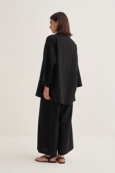 EBU Prive Women's Organic Cotton Oversize Kimono Black