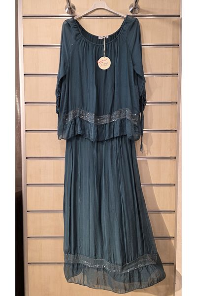 Park Moda Italian Silk Dress with Sequin Detail