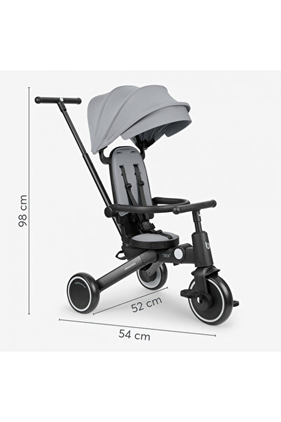Kikka Boo 8in1 Tricycle for Children KikkaBoo Trix 2 Gray Ultra-Foldable, from 10 months to 22kg, Aluminum Frame