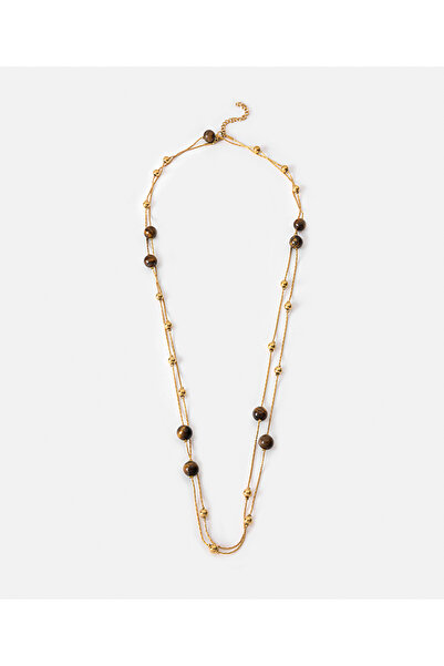 İpekyol Kontrast taşlı uzun zincir kolye