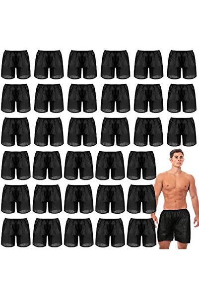 Sintege Men's Disposable Boxer Shorts Black Boxer Shorts Disposable Underwear for Travel
