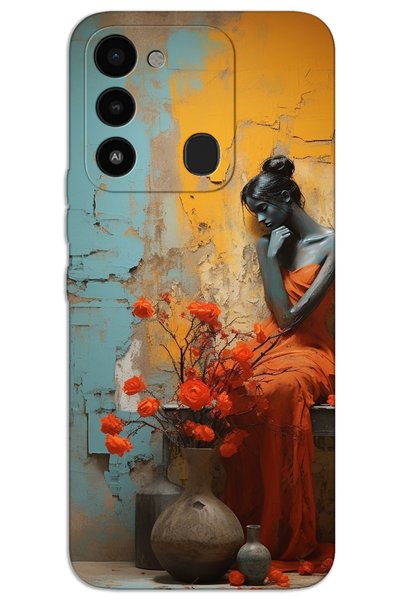 MRCİLETİSİM Tecno Spark 8C Case Hd Pattern Printed Back Cover - Lonely Woman
