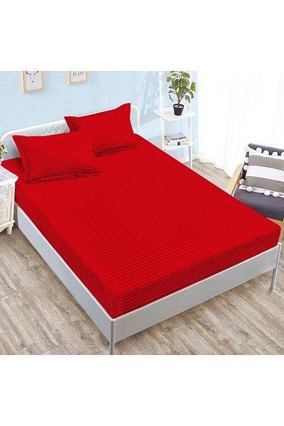Pucioasa Double-sided bed cover in red polycotton damask for mattresses 160x200 and 180x200