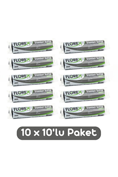 Florex كيس قمامة قياسي كبير الحجم 72 × 95 سم 10 لفات أسود 10 لفات (100 قطعة)