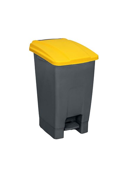 figanlar ambalaj Container Trash Can with Wheels 70 Lt Anthracite Yellow
