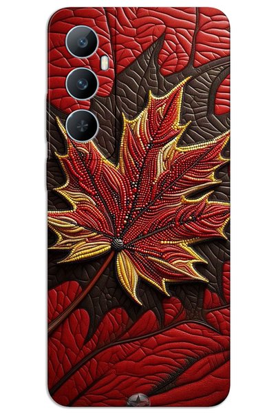 MRCİLETİSİM Realme C65 Case Hd Pattern Printed Back Cover - Red Leaf