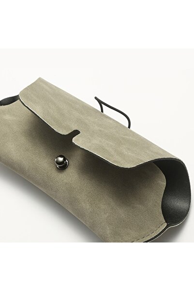 SOHO Etui din piele ecologica cu interior soft pentru ochelari, Gri