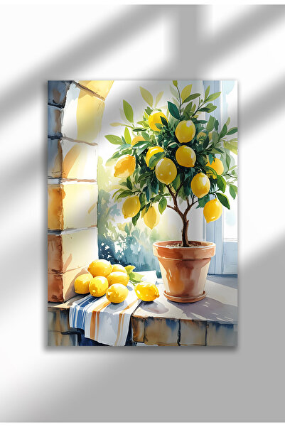 21mxm Imprimeu pe pânză fără ramă cu natură statică în bucătărie, lămâi în gh...