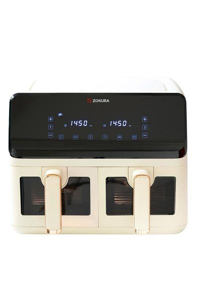 Zokura Friteuza dubla cu aer cald Z1454, 8 L, 8 programe, 1350+1350 W (Bej)