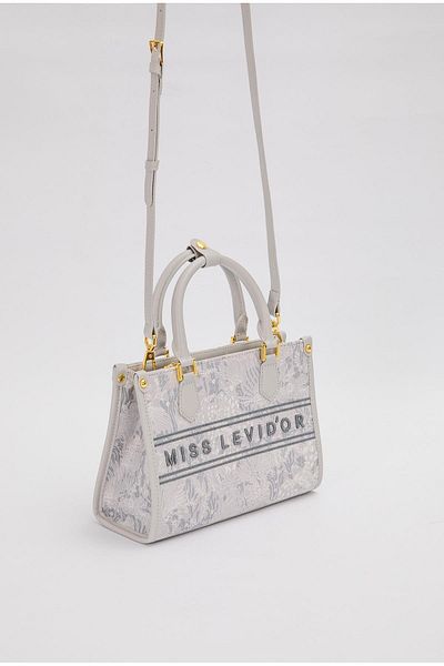 Levidor Gray Embroidery Detailed Handbag