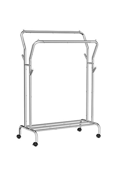 SONGMICS Clothes rack on wheels, with shelf, double rail, metal frame, 53x104...