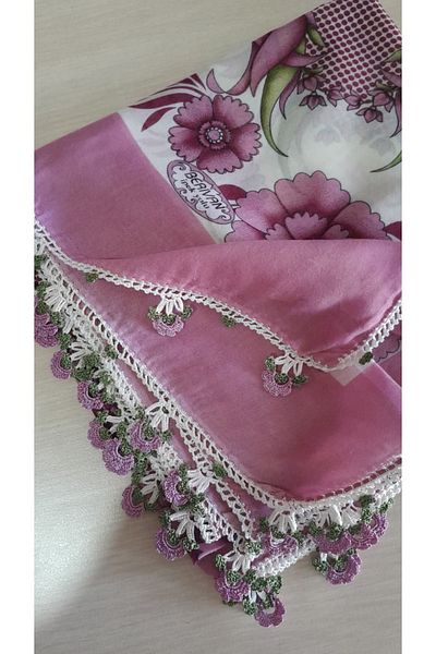 Papatyam Handmade Crochet Writing/4 Edges Embroidered/Crochet Embroidered Yemeni/Dowry Cheesecloth/100X100/Polyester