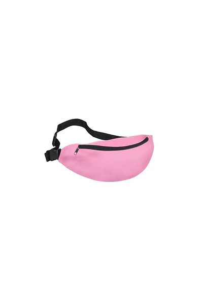 SOHO Universal Sport Waist Bag, Fabric, Adjustable Strap, 2 Zipper Compartments, Pink