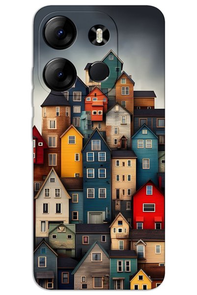 MRCİLETİSİM حافظة هاتف Tecno Spark Go 2023 ذات غطاء خلفي مطبوع بنمط HD - مناز...