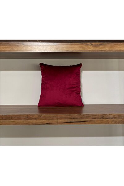 KIRLENTİM غطاء وسادة مخملي أحمر كلاريت سادة