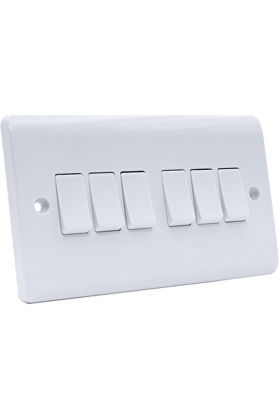 Duravel 6-Gang Electric Light Switch Wall Plate, White, Standard Size