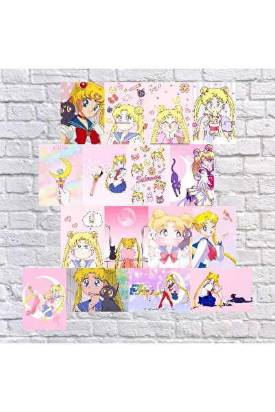 DEKORANLA Sevimli Sailor Moon A5 Duvar Posteri, Pembe Renkli, Dekoratif ve Şı...