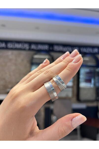 gümüşe dair 925 Ayar Gümüş Mat ve Parlak Erkek Alyans