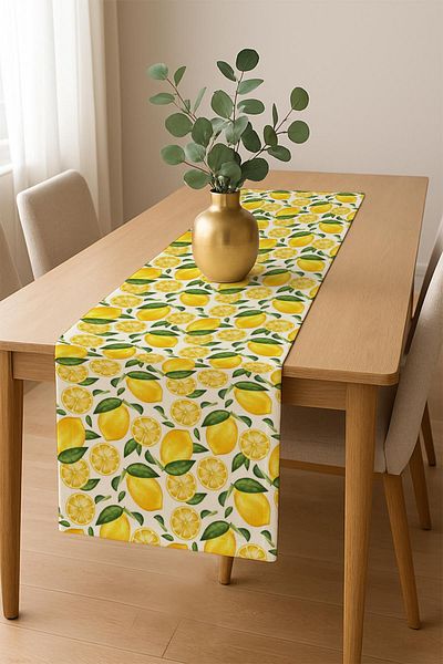 Doruklar Home Collection Digital Printing Cotton Linen Fabric Tablecloth - Runner Gifted Msrt008