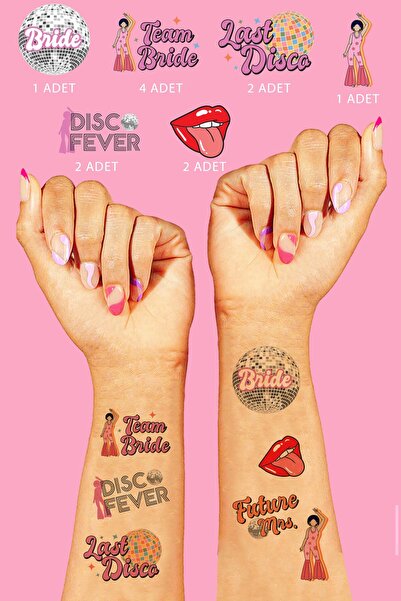 PEKSHOP Disko Bride to be Bekarlığa Veda Bride Dövme, Team Bride Dövme Paketi