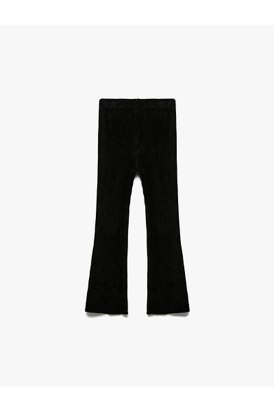 Koton Spanish Leg Velvet Leggings with Elastic Waist