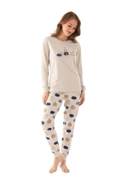 Zekids Girl's Teddy Bear Printed Long Sleeve Pajama Set
