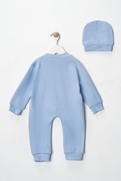 DIMPLE BABY Solid Color Buttoned Beret 2-Piece Jumpsuit Set