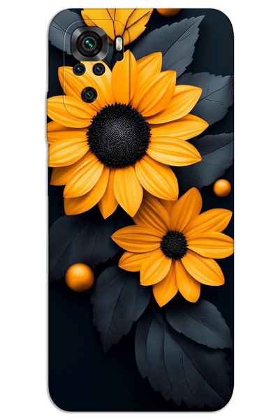 MRCİLETİSİM غطاء خلفي مطبوع بنمط HD لهاتف Xiaomi Redmi Note 10S - زهرة سوداء