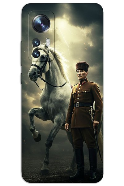 MRCİLETİSİM غطاء خلفي مطبوع بنمط HD لهاتف Xiaomi Mi 12 - أتاتورك شيمبوس