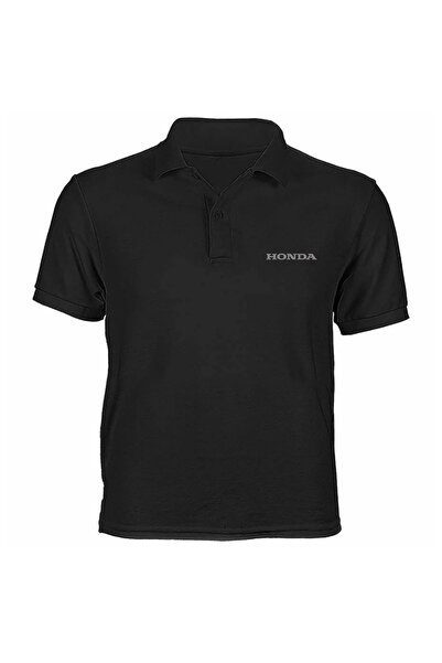 Honda Gri Logolu Siyah Polo T-Shirt - HNDA Sağlam