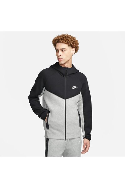 Nike Hanorac Bluza M Tech Fleece FZ Windrunner Gri închis Heather/Negru/Alb XS XS INTL