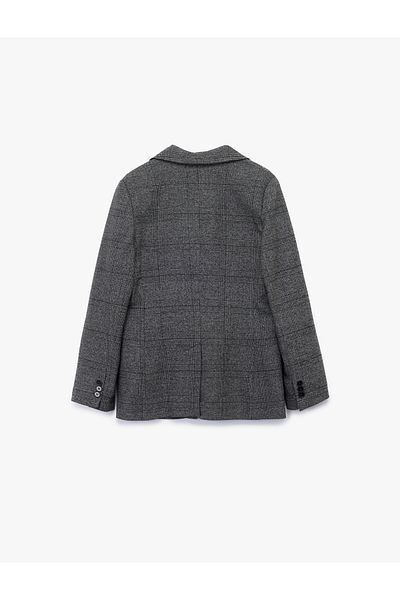 Koton Long Sleeve Pocket Double Breasted Plaid Blazer Jacket
