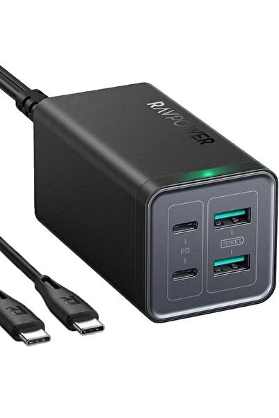 RavPower شاحن سطح المكتب PD 120 وات بأربعة منافذ إصدار المملكة المتحدة مع كاب...