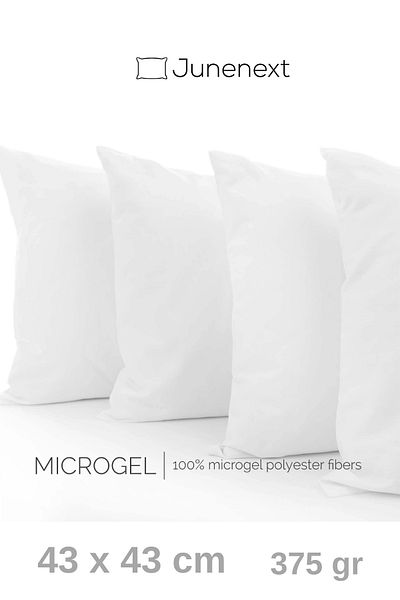 jn junenext 4 Pieces Throw Pillow Plump Square Inner Pillow 43 X 43 cm 475Gr Bead Silicone Filled Seat Pillow