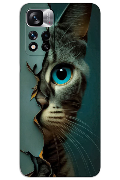 MRCİLETİSİM غطاء خلفي مطبوع بنمط HD لهاتف Xiaomi Redmi Note 11 Pro Plus - قطة...