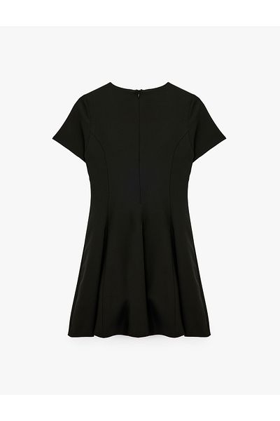 Koton Round Neck Bow Tie-Up Short Sleeve Mini Flared Dress