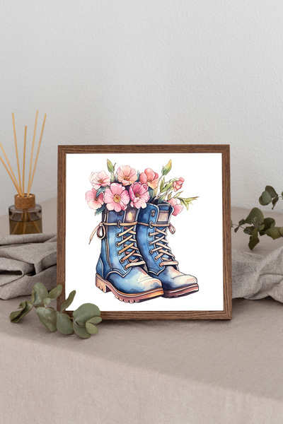 Dekorsiahome Tablou pătrat cu rame din lemn TK1244