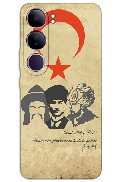 MRCİLETİSİM غطاء خلفي مطبوع بنمط HD لهاتف Vivo V40 Lite - Yüksel Ey Türk