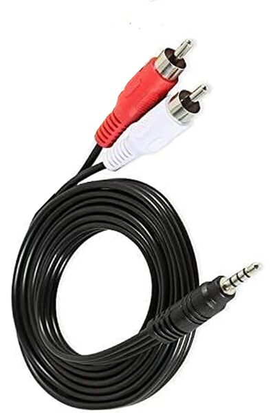 Duravel كابل 3.5 مم - 3 متر إلى مقابس RCA، سلك محول موزع Y ستيريو، أسود
