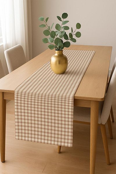 Doruklar Home Collection Digital Printing Cotton Linen Fabric Table Cloth - Runner Gifted Msrt015