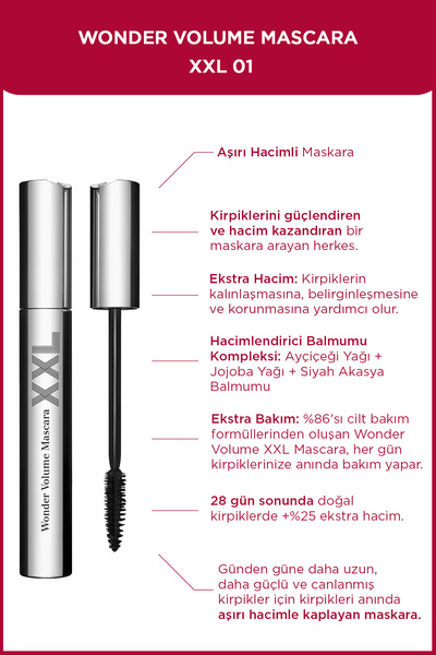 Clarins Wonder Volume Mascara XXL 01 Extreme Black 8 ml