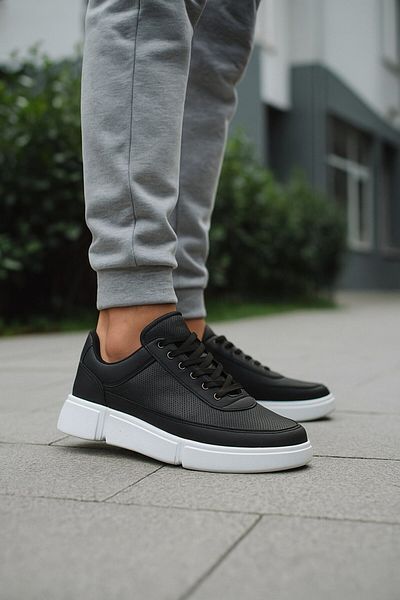 Nstil Casual Men's Sports Shoes Lace-Up Stitching Detail Lightweight Thick High Sole Sneaker Mc06