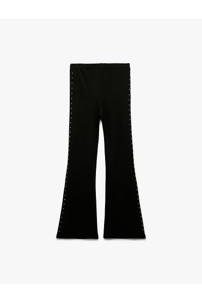 Koton Stone Detailed Elastic Waist Spanish Leg Trousers