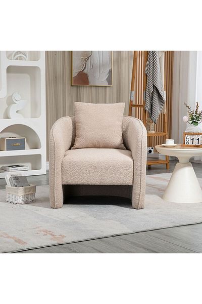 Danube Home Vinci 1 Seater Fabric Accent Chair - Beige L78xW78xH76cm