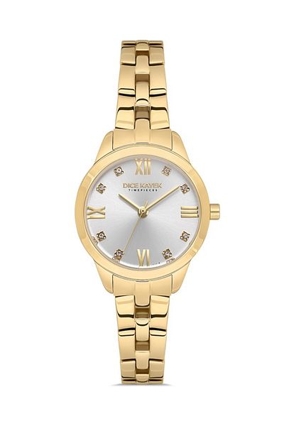 Dice Kayek Dk.1.Ag1410.07 Stone Design Steel Cord Steel Case 5 Atm Water Resistant Gold Color Women