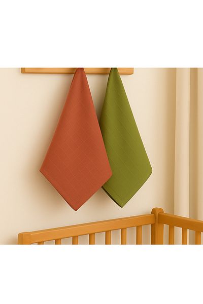 ngn collection 2-Piece Muslin Blanket Multi-Purpose Baby Blanket Single Layer Muslin 100X100 cm 100% Cotton Solid Color